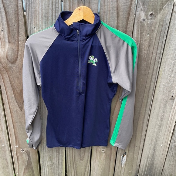 Pro Edge Tops - Pro Edge Notre Dame Blue Grey Green Zip Pullover Top